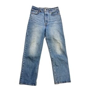 Levis Premium Ribcage Straight Ankle Jeans Womens 28 Medium Wash Blue Denim